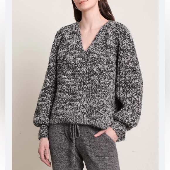 NWT Eleven Six Tess Alpaca Sweater Chunky Knit Salt Pepper Black White Sz M L - Picture 1 of 14